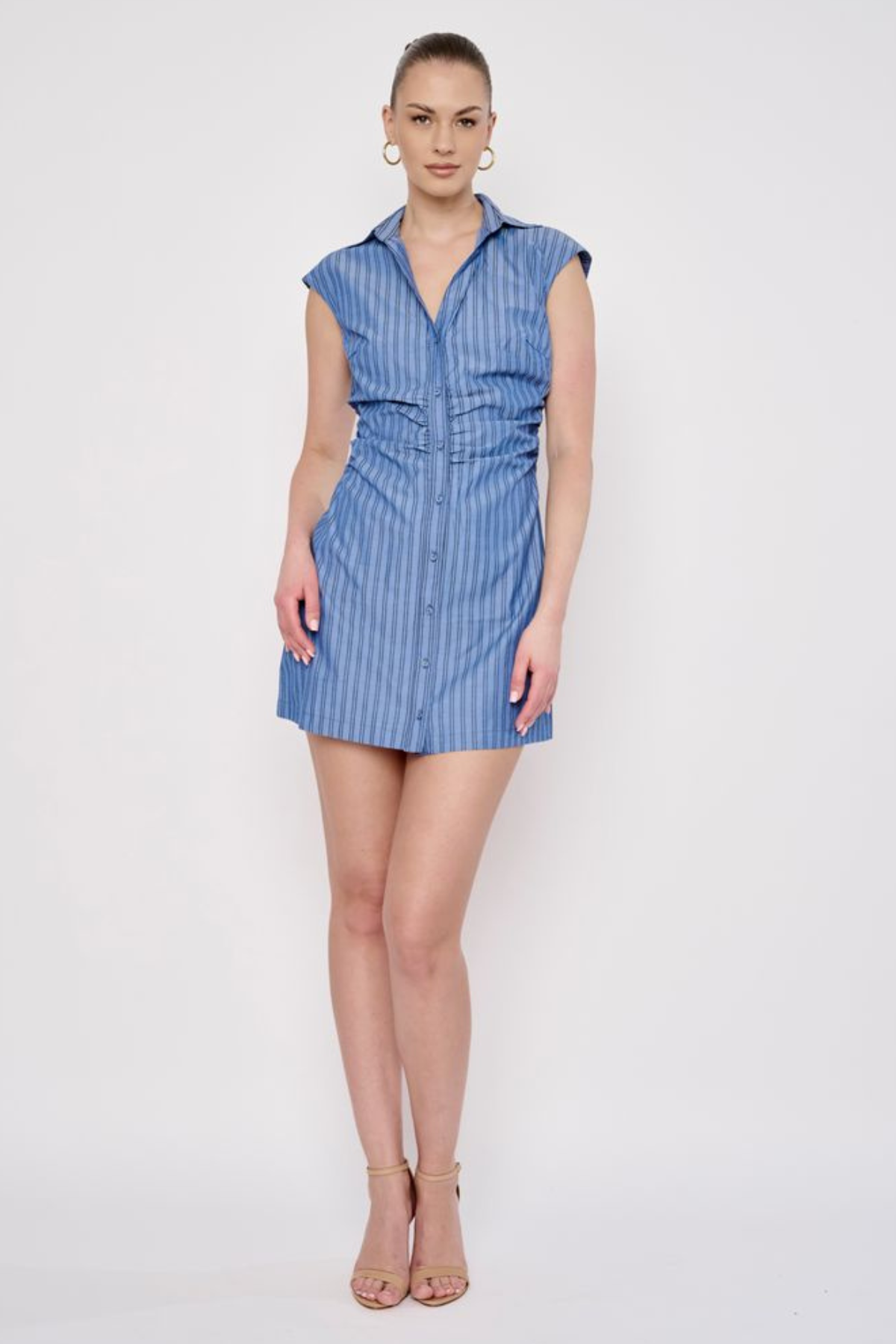 Lunar Striped Mini Shirt Dress Blue Stripe / M
