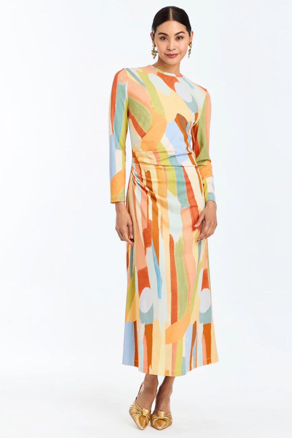 gabriella midi dress Gabriela Midi Dress in Flocked Petal Navy