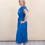 Azure Blue Flutter Short Sleeve Dress
