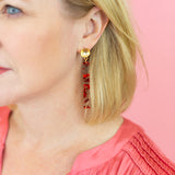 Acrylic Bar on Round Post Earring - Red