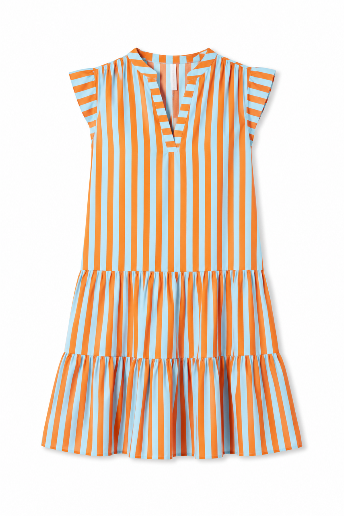 orange and blue striped dress Orange Striped Halter Midi Dress