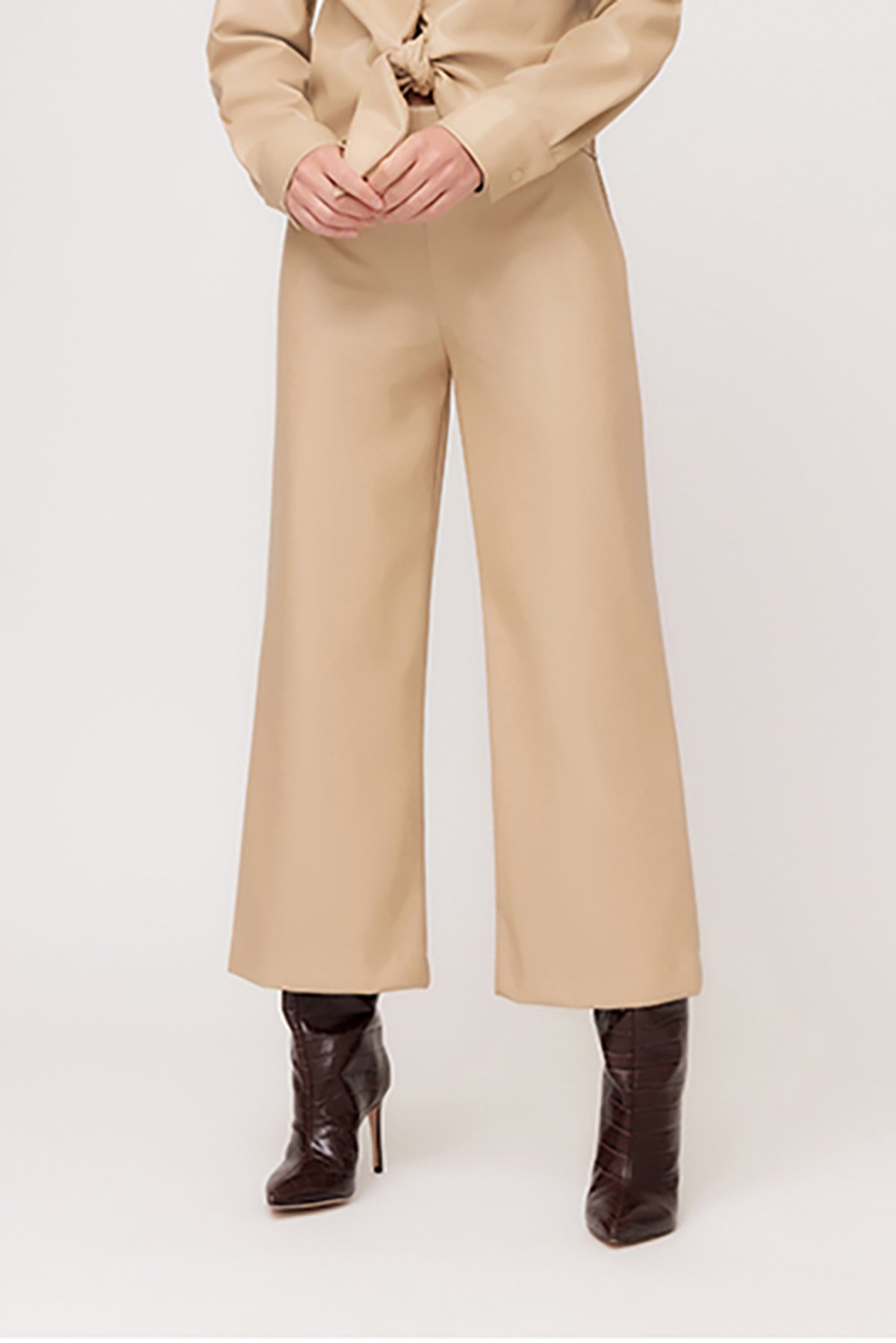 Zara Wide-Leg Beige Pants for Women for sale