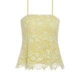 yellow lace top on white background 