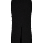 back of black bubble midi skirt on white background