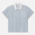 striped button down shirt on white background 