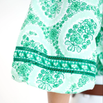 close up of green fabric 
