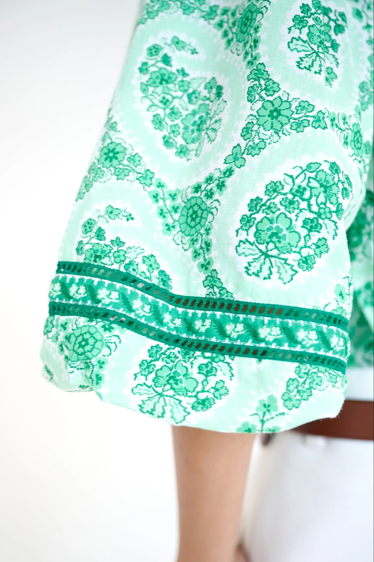 close up of green fabric 
