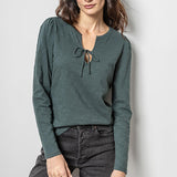 Tie Front Split Neck Tee