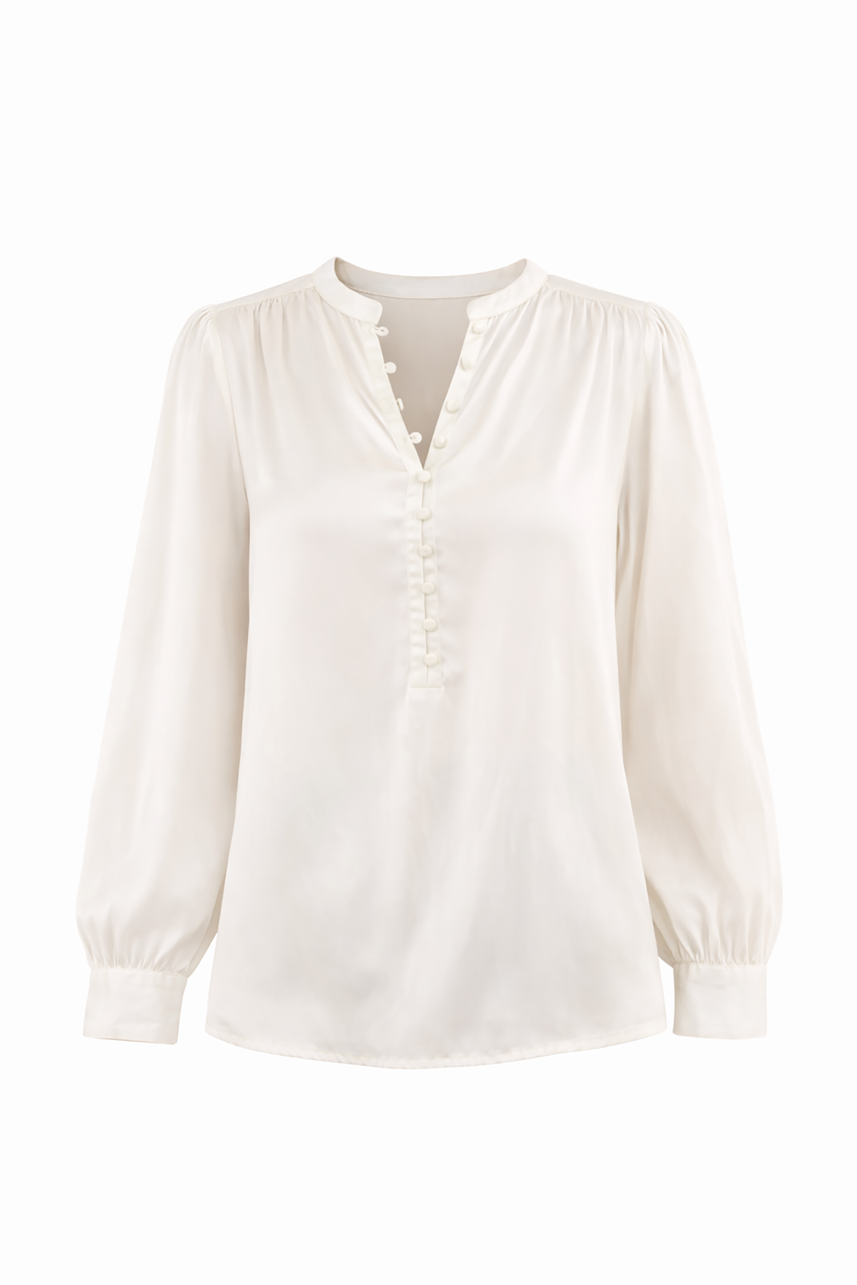 White blouse with long sleeves on a white background