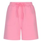 Pink shorts with a drawstring on a white background