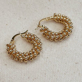 18k Gold Filled Beaded Cluster Hoop Earrings