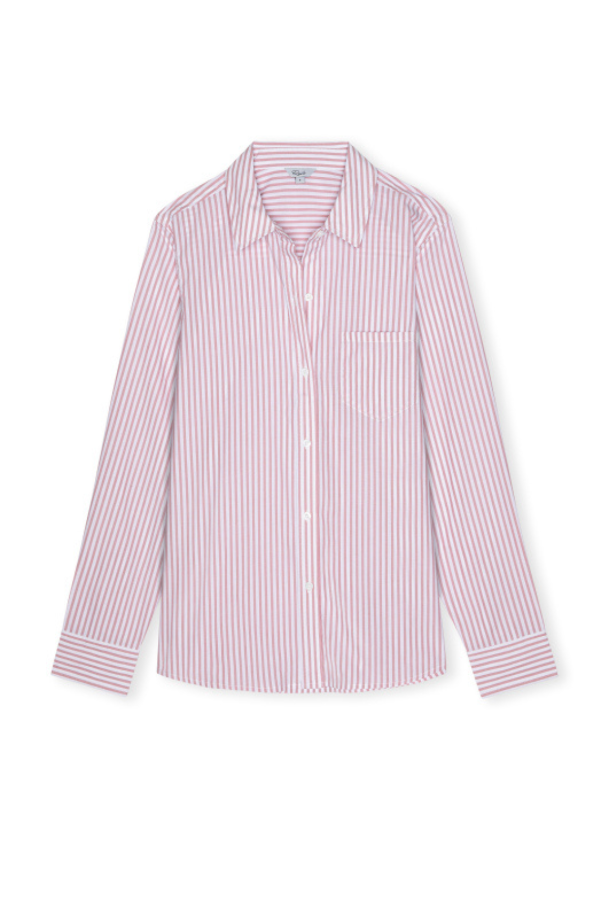 Pink and white striped shirt on a white background