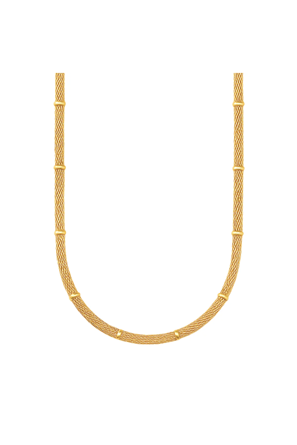 Gold necklace on a white background