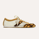 mesh sneaker with leopard detailing on white background 