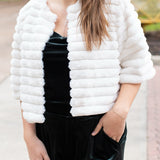 Half Sleeve Faux Fur Crop Jacket