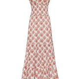 Printed midi dress with a flowing silhouette, styled for everyday wear.