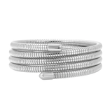 Silver coil bracelet on a white background