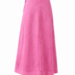 Pink skirt with a belt on a white background