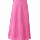 Pink skirt with a belt on a white background