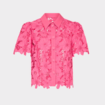 pink lace top on white background 