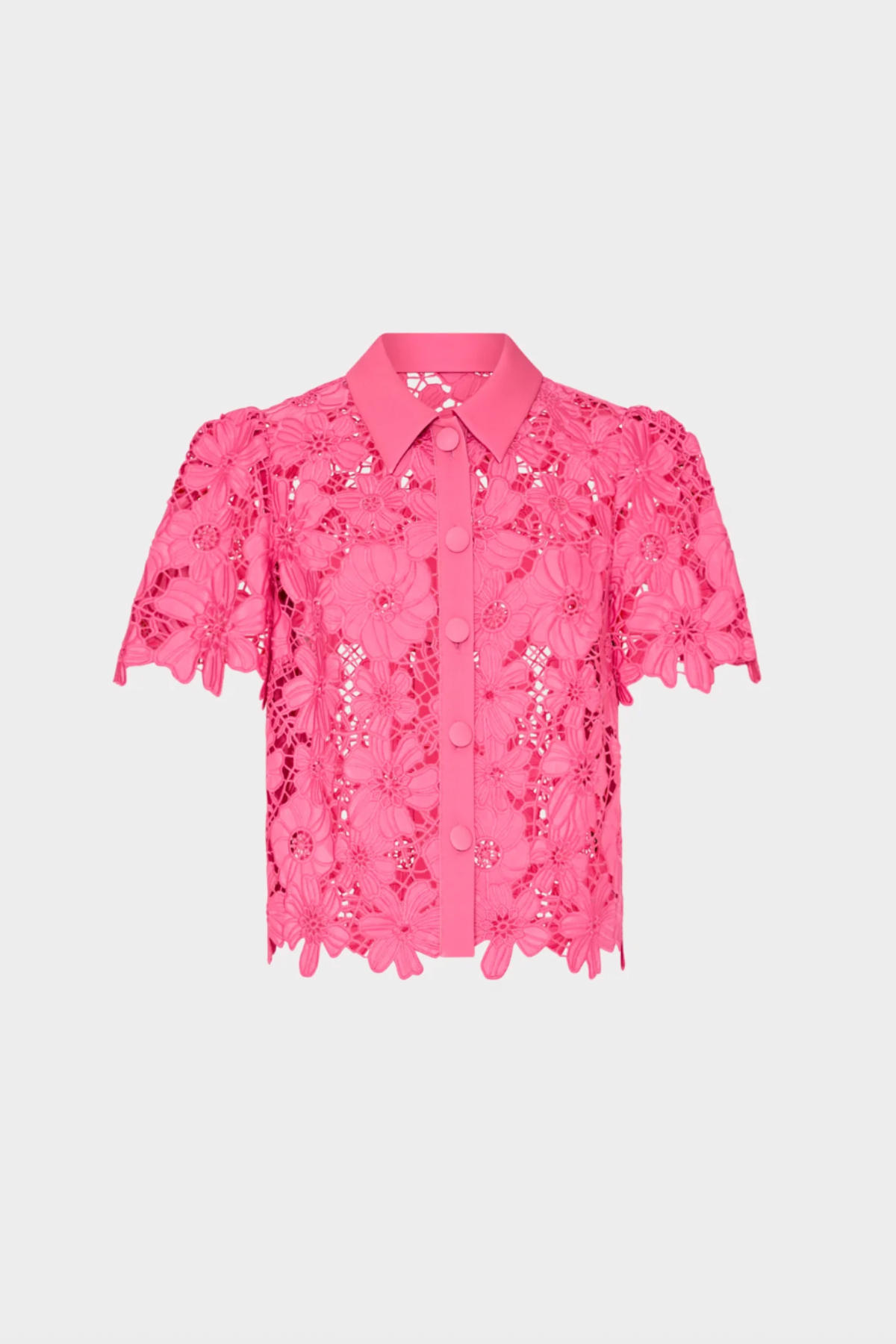 pink lace top on white background 