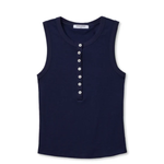 navy sleeveless top on white background 