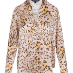 Leopard print blouse on a white background
