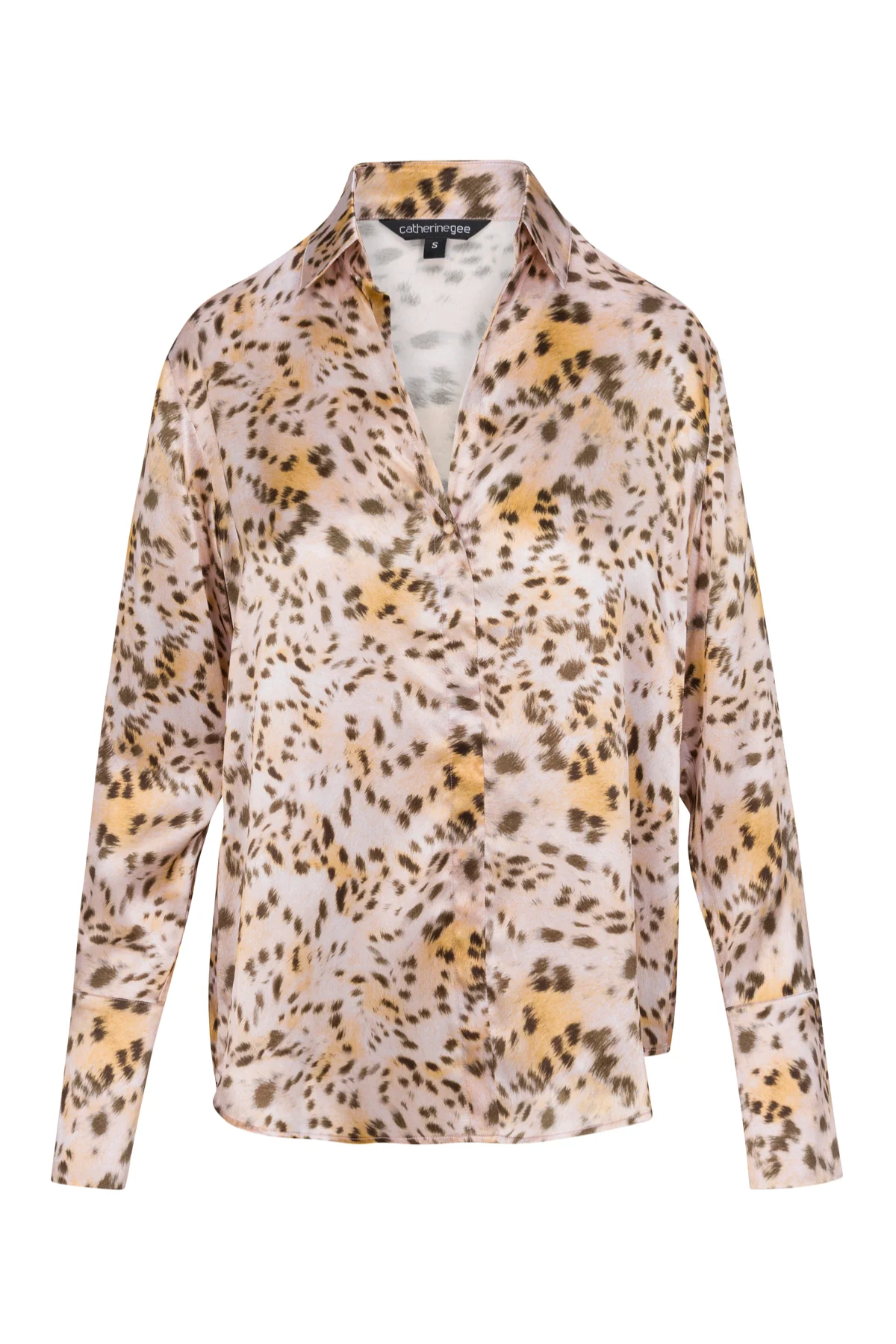 Leopard print blouse on a white background