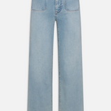 Light blue jeans on a white background