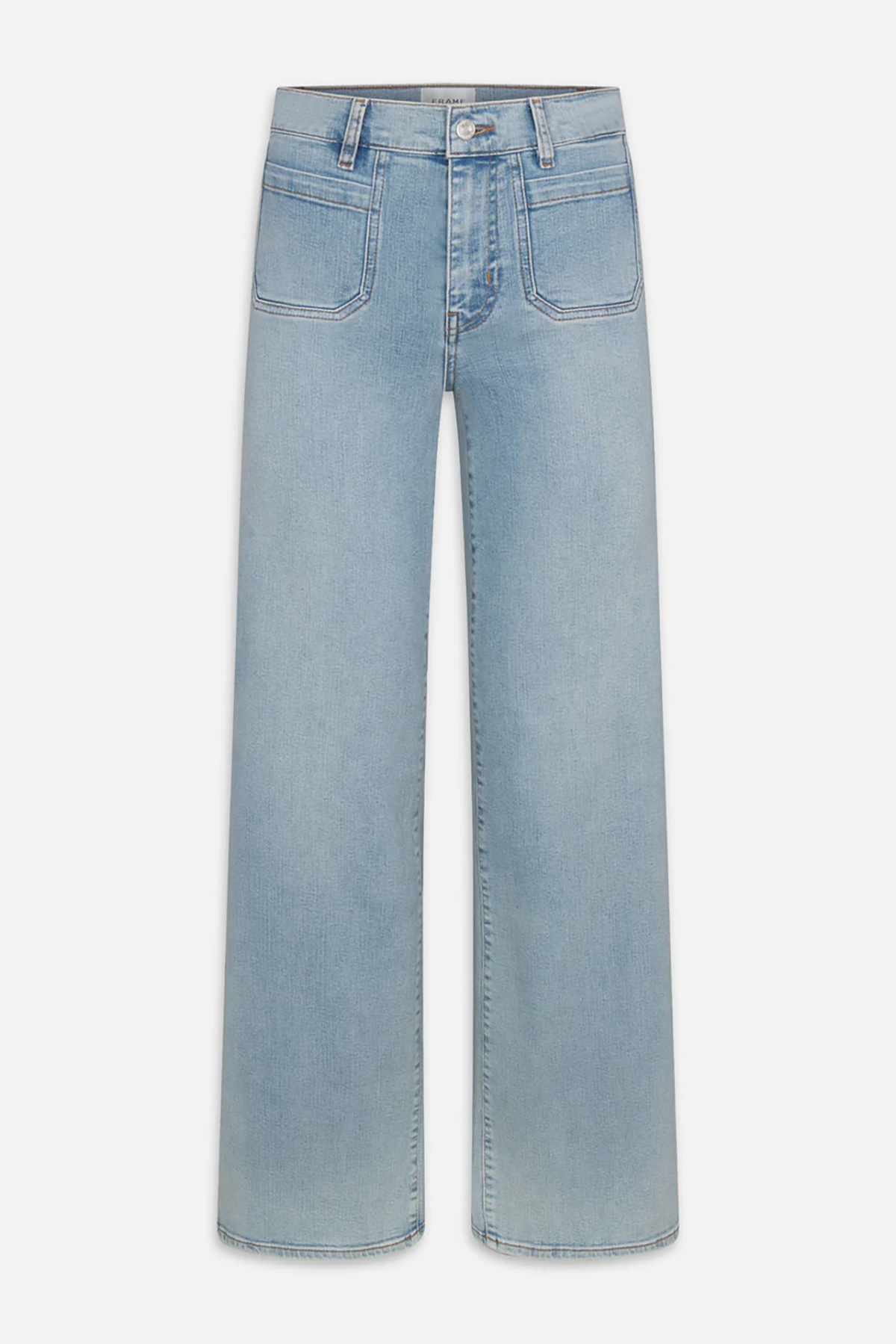 Light blue jeans on a white background