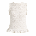 White textured sleeveless top on a white background
