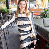 Black & White Long Sleeve Striped Dress