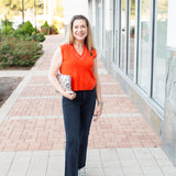 Orange Sleeveless Knit Top