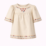 embroidered tan blouse 