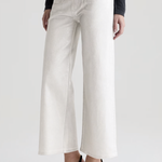 High-rise cropped wide-leg pants in a light neutral tone