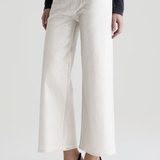 High-rise cropped wide-leg pants in a light neutral tone