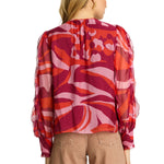 Printed blouse with fluid drape and long sleeves