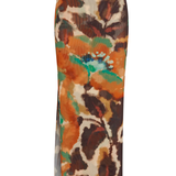 Floral and animal print pencil skirt on a white background
