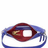 Blue Hammitt Kyle shoulder bag with silver hardware, photographed against a minimal background.