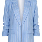 blue stripe linen women's blazer