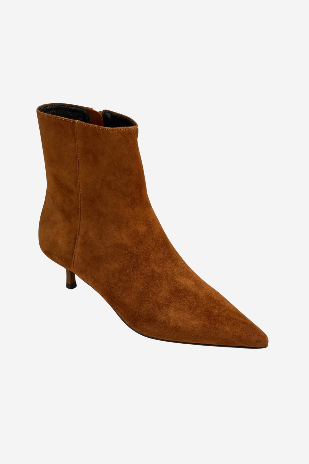 Women's brown textured ankle boot featuring a sleek silhouette and heel.