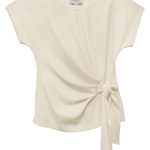 white side knot detail blouse on white background 