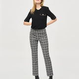 Jacquard Plaid Straight Pull-On Pants