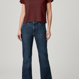 Women's garnet short-sleeve T-shirt featuring a classic neckline and relaxed silhouette.