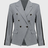 Houndstooth Jacquard Knit Fitted Blazer