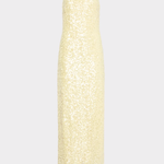 Gold sequin dress on a white background