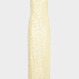 Gold sequin dress on a white background