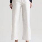 High-rise cropped wide-leg pants in a light neutral tone