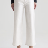 High-rise cropped wide-leg pants in a light neutral tone