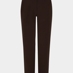 Dark brown cropped trousers shown flat against a light gray background.